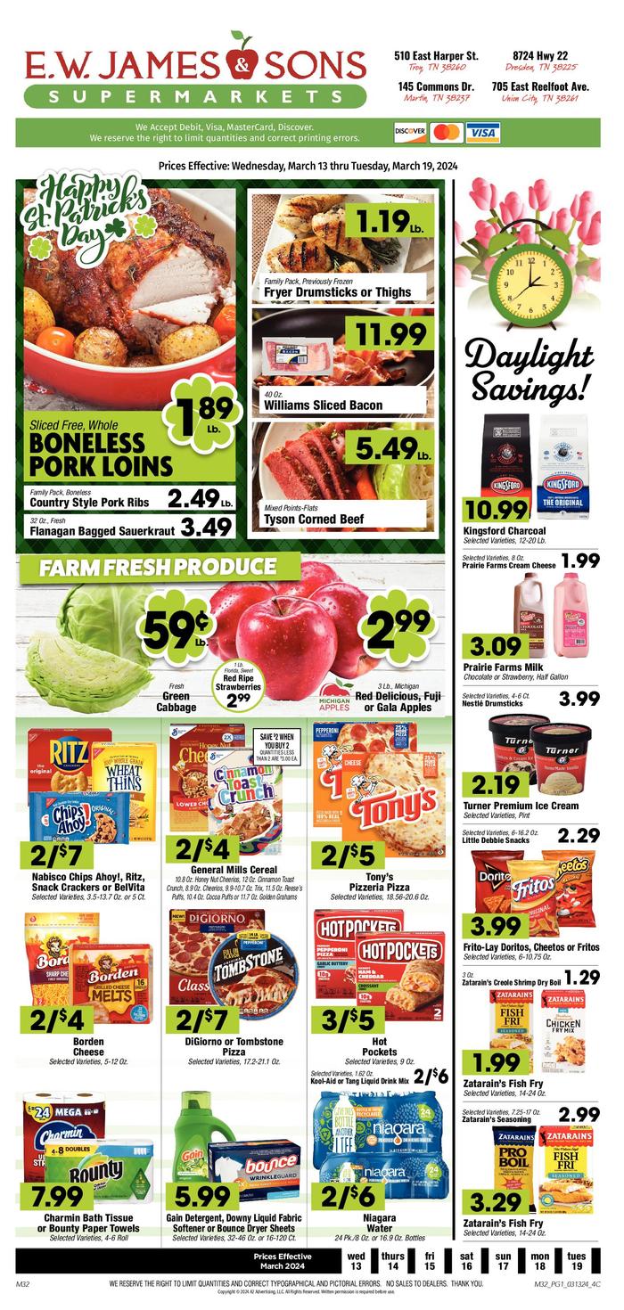 EW James & Sons Dresden Ad Specials