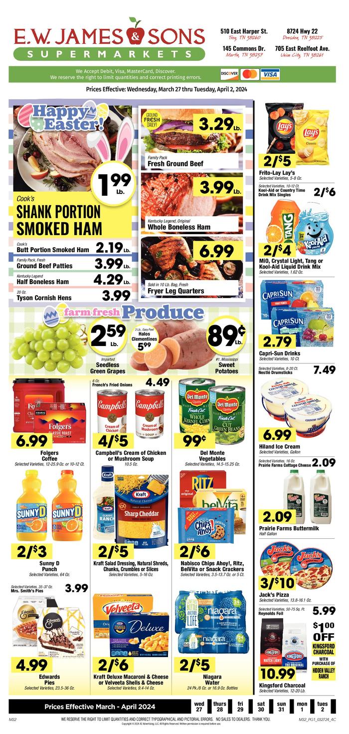 EW James & Sons Dresden Ad Specials